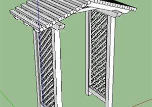 某现代木制花架门设计SU(草图大师)模型