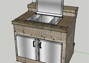 某景观节点室外厨房冰块箱SU(草图大师)模型