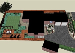 某别墅庭院景观布置设计SU(草图大师)模型