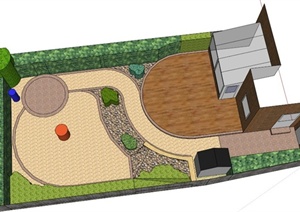 某欧式庭院后院规划设计SU(草图大师)模型