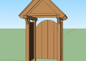 某庭院木质栅栏后门SU(草图大师)模型