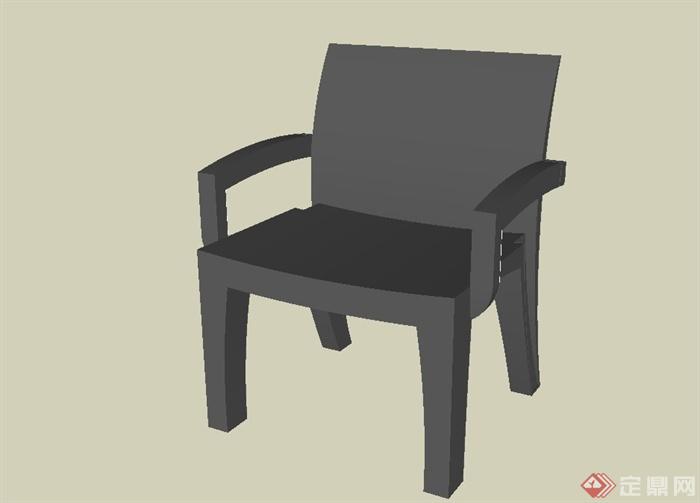 某室内单座靠椅设计SU模型(1)