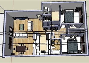 某住宅室内空间装饰设计SU(草图大师)精细模型