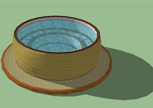 某现代圆形小浴池、水池SU(草图大师)模型
