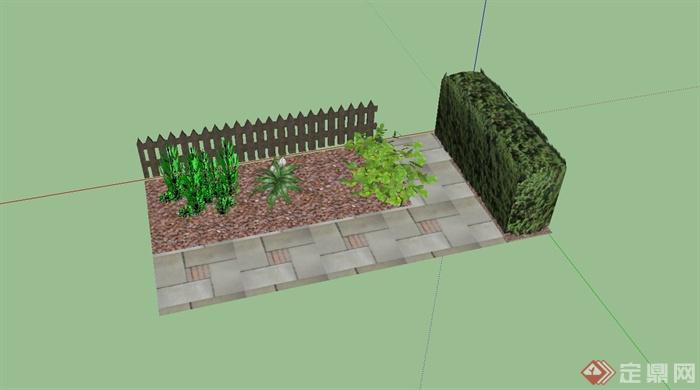 某围栏、花池和景墙组合设计SU模型(1)