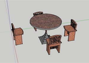某花园石桌椅景观设计SU(草图大师)模型