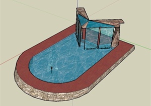 某水池景观设计SU(草图大师)精细模型