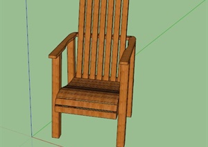 某室内木制单个座椅SU(草图大师)模型