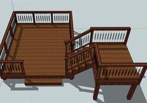 某两个组合木制平台设计SU(草图大师)模型