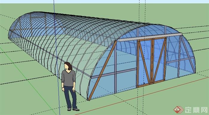 某现代拱形温室大棚建筑设计SU模型(1)