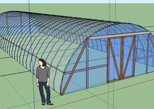 某现代拱形温室大棚建筑设计SU(草图大师)模型