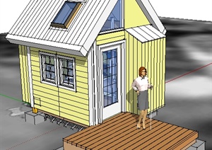 某现代居住小屋建筑设计SU(草图大师)模型（带室内）