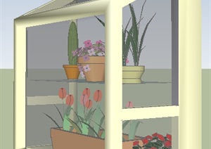 某现代植物种植窗户SU(草图大师)模型