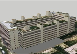 某住宅区建筑设计SU(草图大师)贴图模型