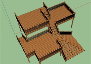 某景观木制瞭望站台设计SU(草图大师)模型