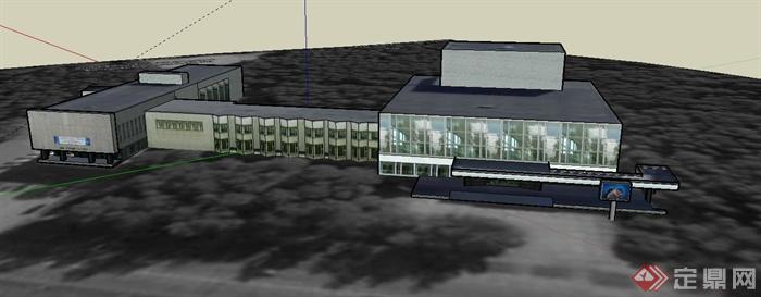 某公司总部办公中心建筑设计SU模型(1)