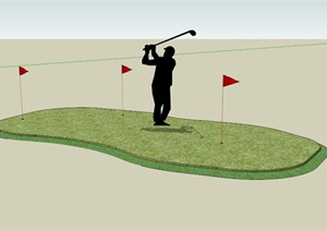 某现代高尔夫球场场地设计SU(草图大师)模型