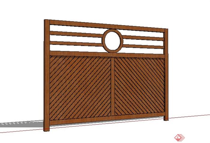一块围栏木板设计SU模型(1)