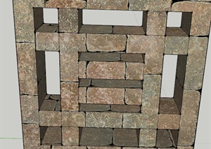 一块方形镂空砖块设计SU(草图大师)模型
