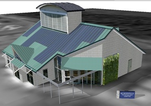 某现代环境技术中心办公建筑设计SU(草图大师)模型