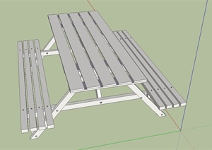 某室外连体桌椅设计SU(草图大师)模型