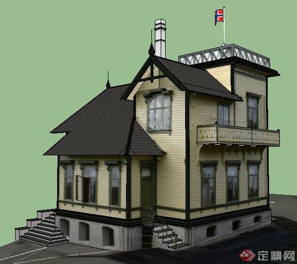 某英式别墅居住建筑设计SU模型(1)