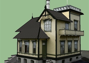 某英式别墅居住建筑设计SU(草图大师)模型
