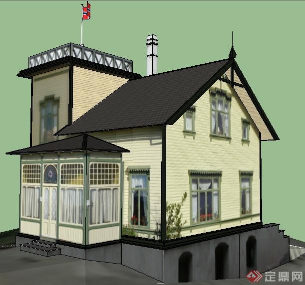 某英式别墅居住建筑设计SU模型(2)
