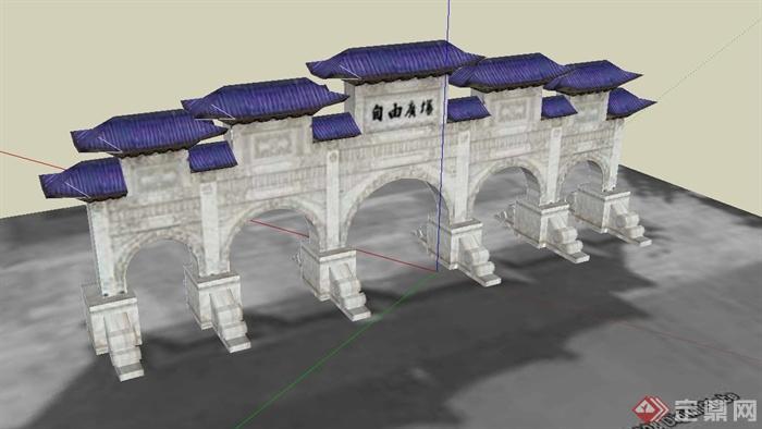 某中式广场牌坊景观设计SU模型(1)