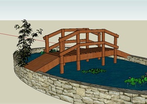 某个园林景观园桥设计SU(草图大师)模型素材
