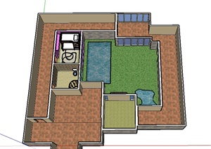 某室内居住空间设计SU(草图大师)模型