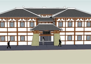 某日式博物馆建筑设计SU(草图大师)模型