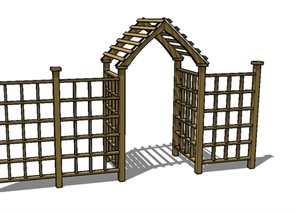 多个围栏门厅设计SU(草图大师)模型
