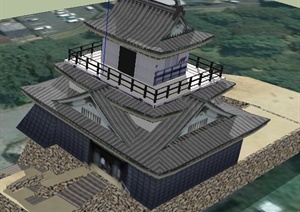 某日本古建滨松城堡旅游景点建筑设计SU(草图大师)模型