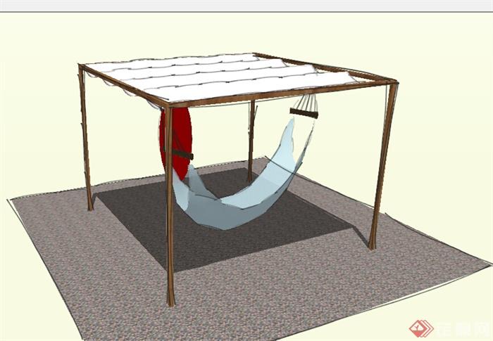 某室外躺椅设计SU模型素材(1)