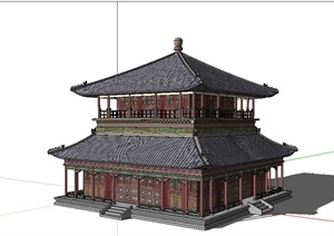 某古建茶楼酒楼设计SU(草图大师)模型素材
