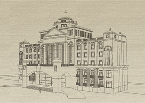 某欧式办公建筑楼设计SU(草图大师)模型