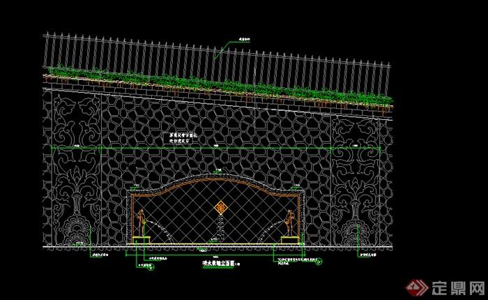 某园林喷水景墙施工图设计CAD图纸(1)