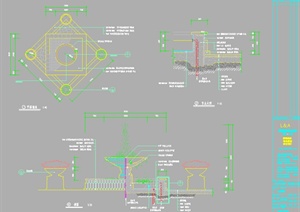 某室外喷泉水景施工图设计CAD图纸