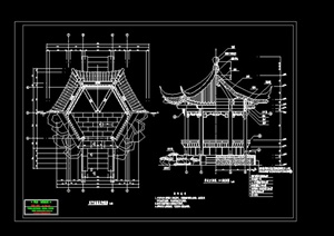 某古典中式景观亭施工图CAD图纸