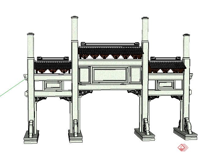 现代中式牌坊设计方案su模型(1)