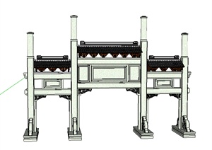 现代中式牌坊设计方案SU(草图大师)模型
