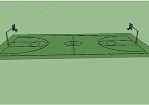 28m*15m规格的篮球场设计SU(草图大师)模型