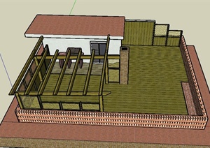 某临时住宅庭院景观设计SU(草图大师)模型