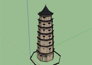 某中式古建塔楼SU(草图大师)模型