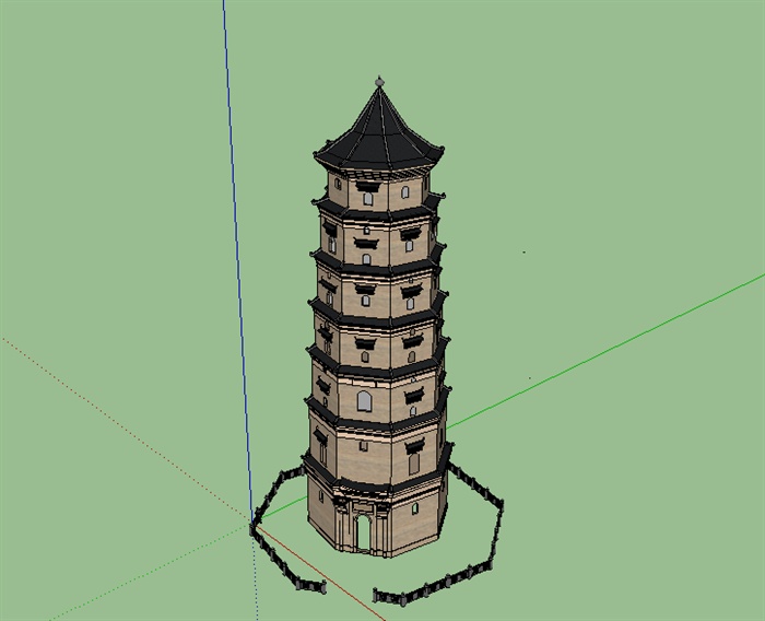 某中式古建塔楼su模型
