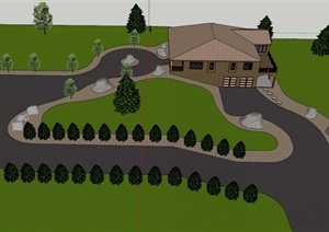 某两层山地住宅建筑景观设计SU(草图大师)模型