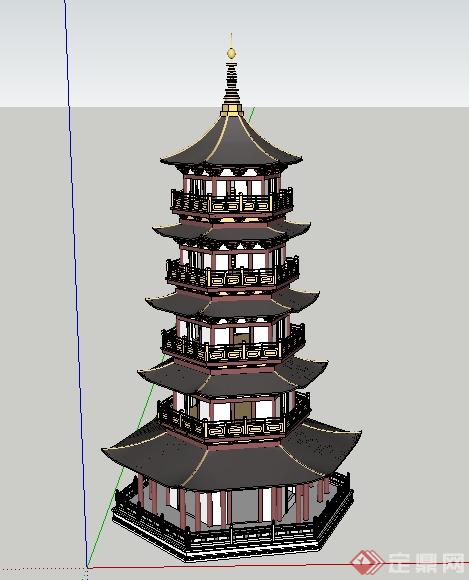 某古典中式古建塔楼su模型(1)