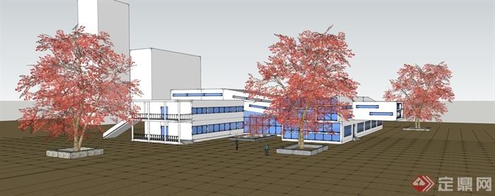 某学生作业大学生活动中心建筑设计（含su模型、jpg手绘方案）