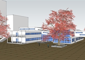 某学生作业大学生活动中心建筑设计（含SU(草图大师)模型、jpg手绘方案）